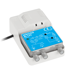 Wzmacniacz ant. ALCAD 230V Al-133      kod 9040057  1-wej/2-wyj.(VHF+FM reg. -2dB-14dB) (UHF reg.12-24dB) wewnętrzny RP    65 MHz